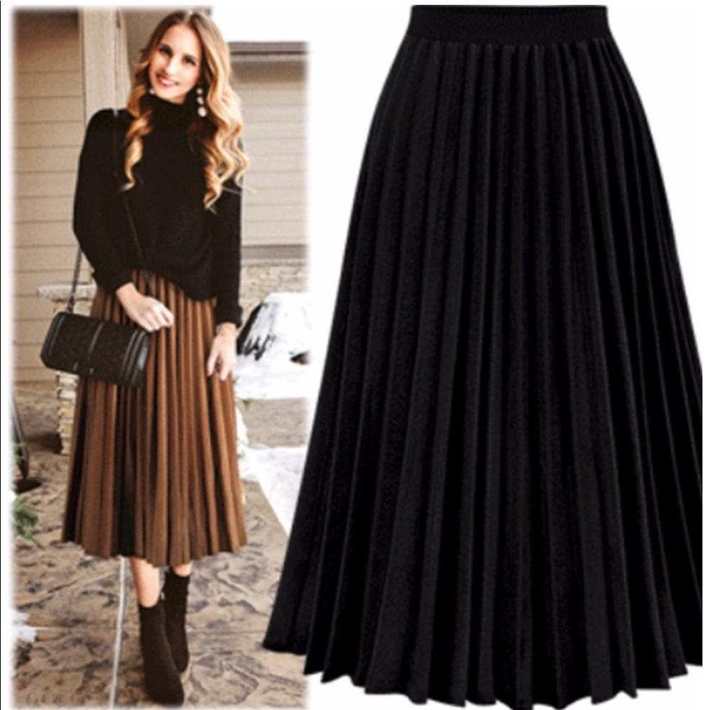 High Waist Formal Long Maxi Pleated Skirts Women